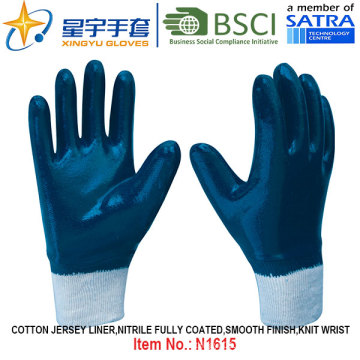 Gants de travail en sécurité recouverts de nitrate de coton Jersey (N1615)